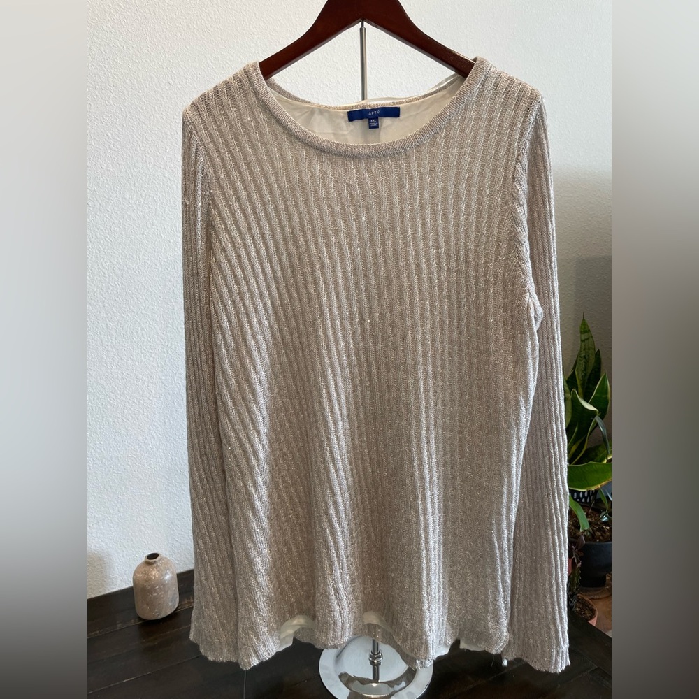 Women’s Apt. 9 Beige Ribbed Long Sleeve Tunic sz XXL